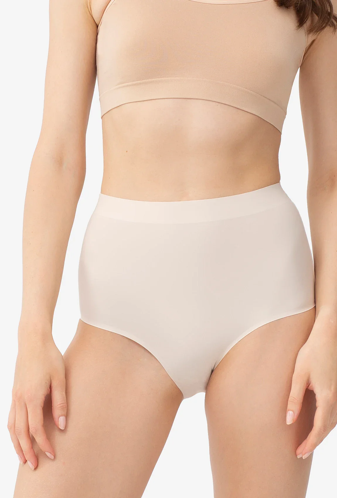Beżowe majtki z wysokim stanem Thalia Cotton