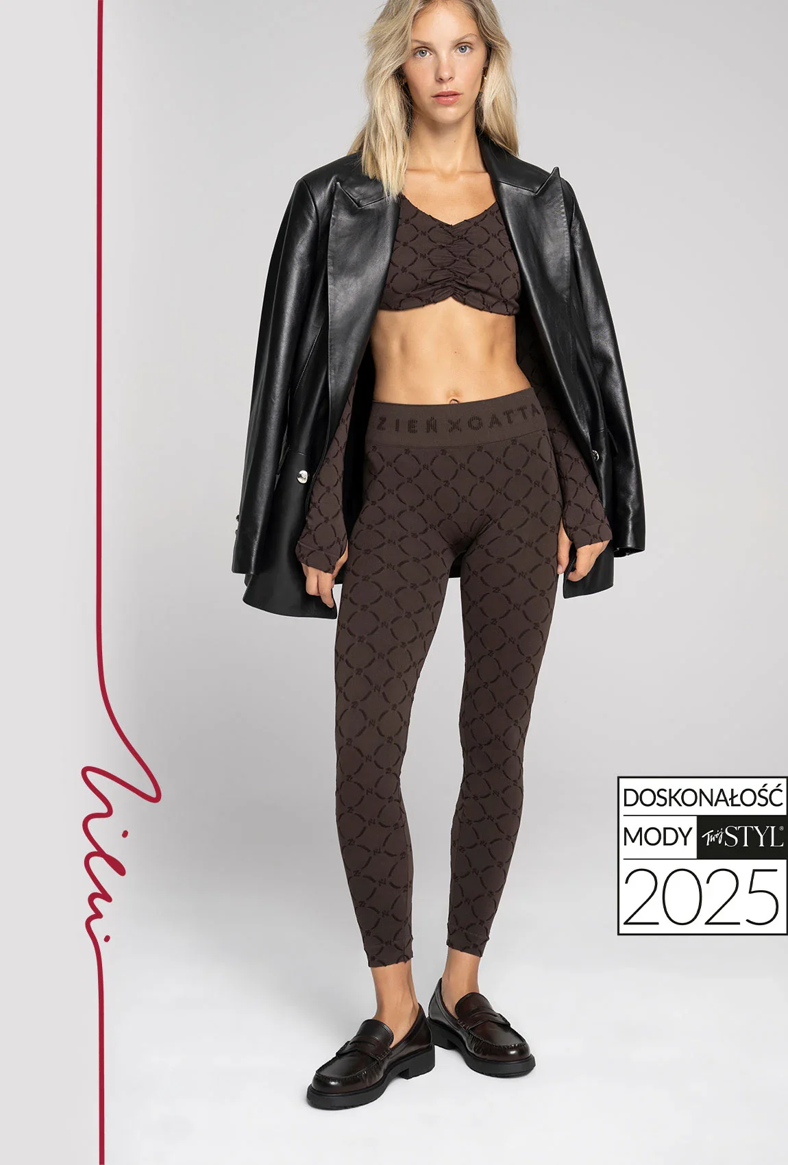 Brązowe legginsy Monogram z kolekcji Zień x Gatta