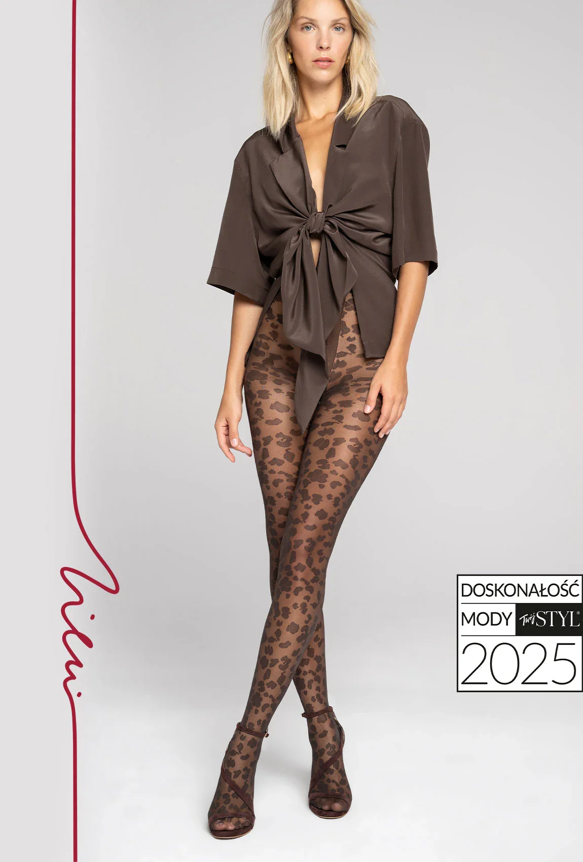 Brązowe rajstopy wzorzyste Bloom z kolekcji Zień x Gatta