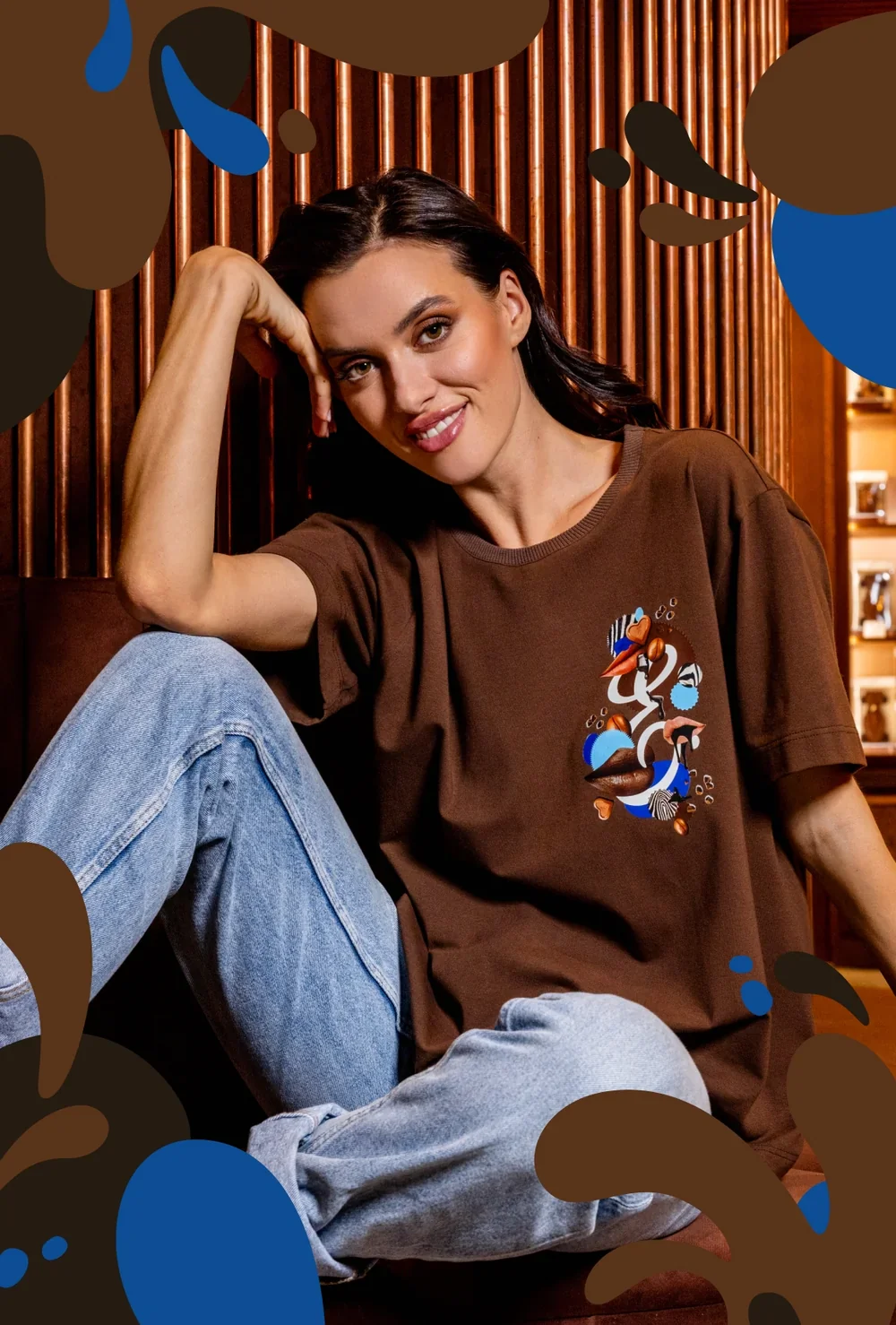 Czekoladowy t-shirt damski z limitowanej kolekcji – Gatta x Wedel - Image 2
