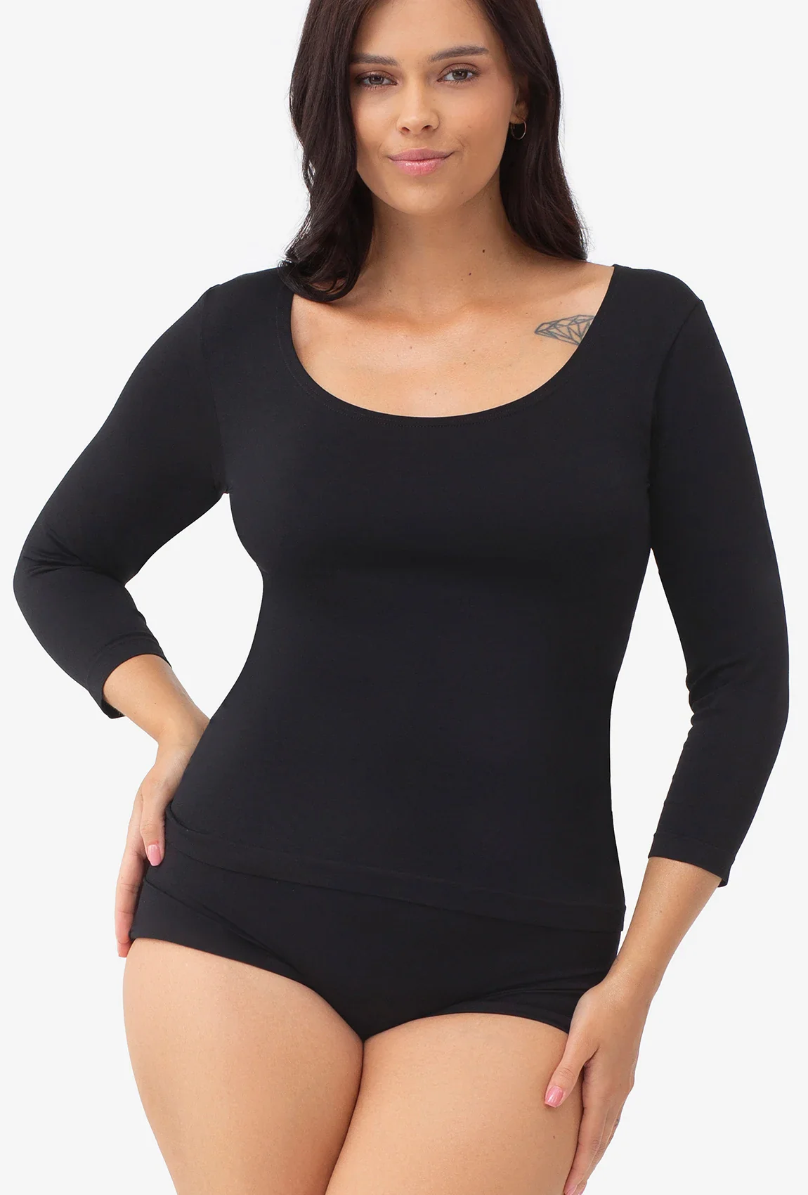Dopasowana bluzka z rękawem 3/4 T-shirt Perfect - Image 4