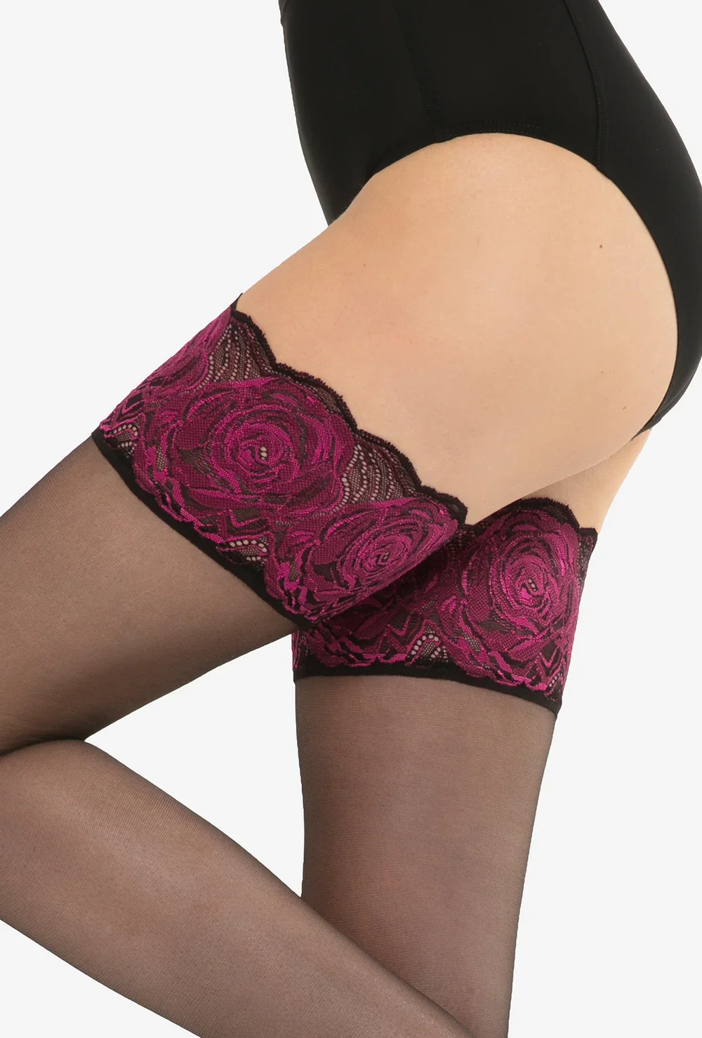 Pończochy z ozdobną koronką Calze Rose - Image 2