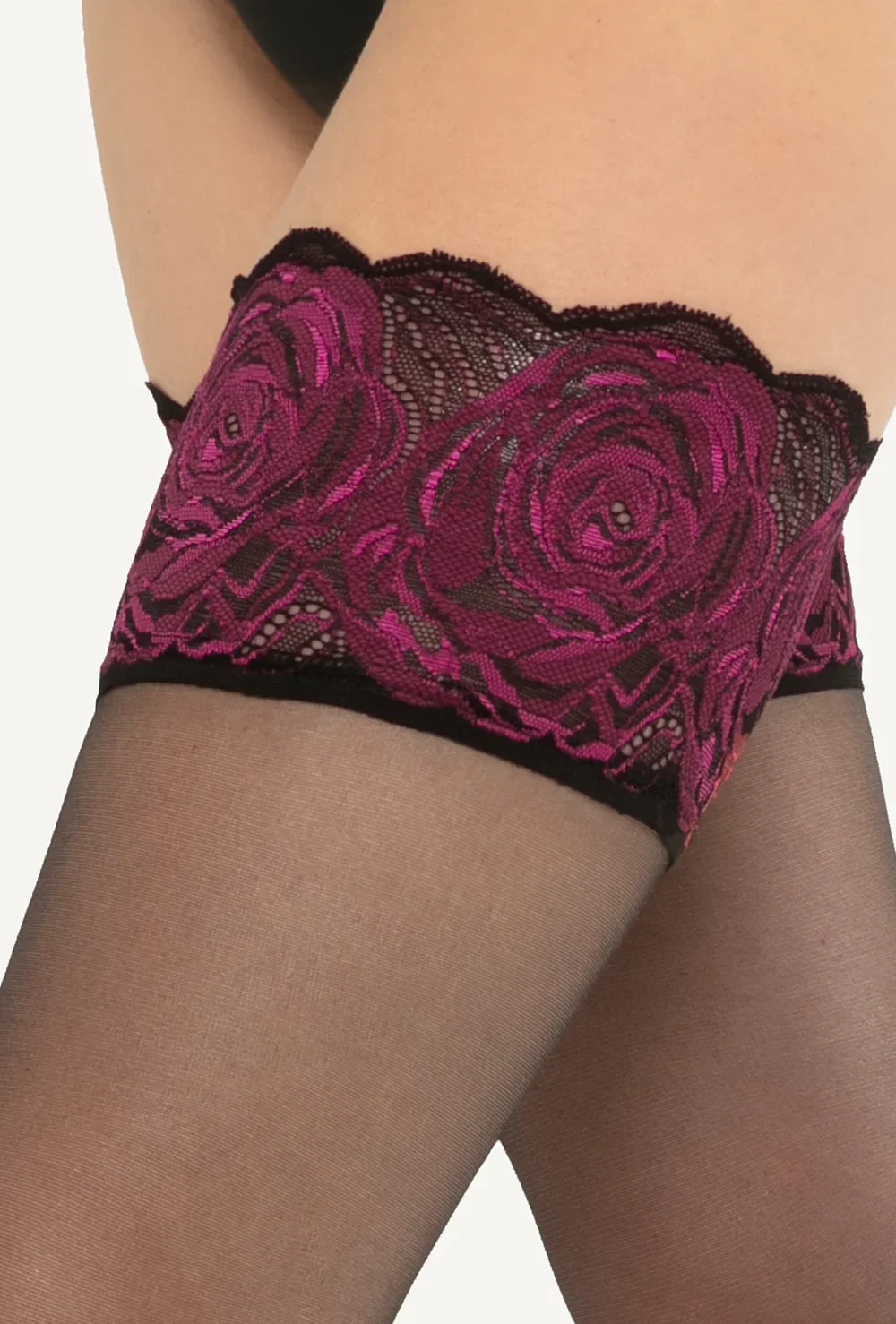 Pończochy z ozdobną koronką Calze Rose - Image 3
