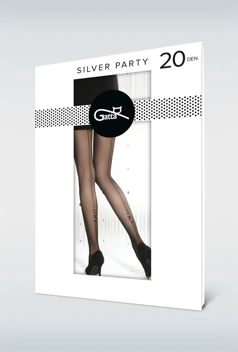 Rajstopy z błyszczącą aplikacją Silver party wz. 09 - Image 4