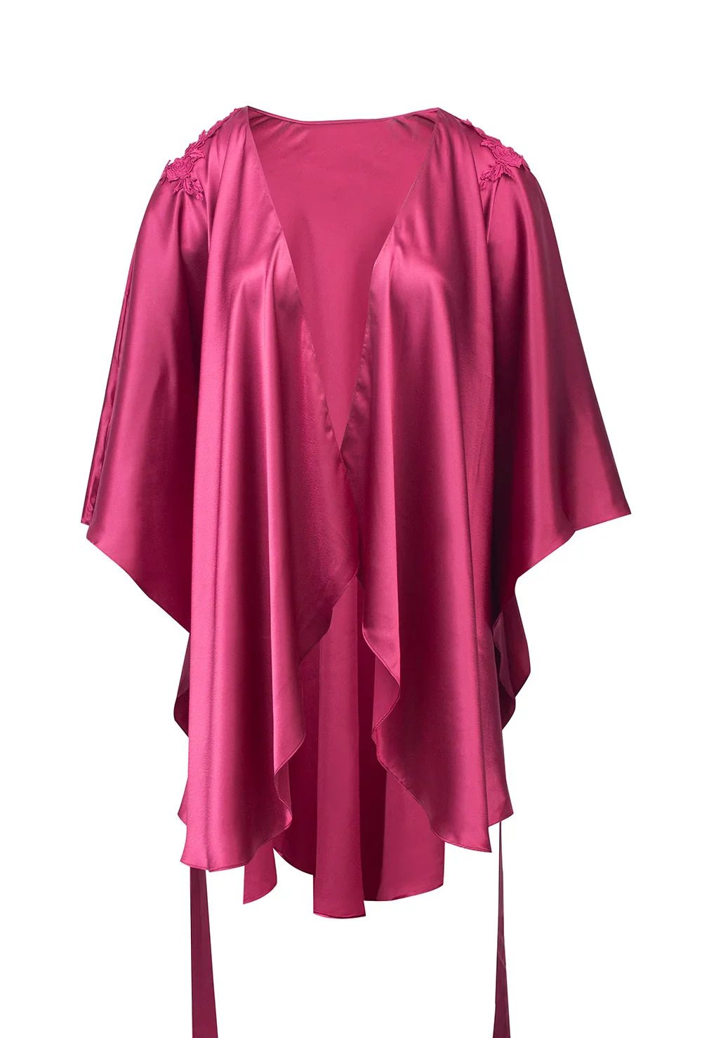 Satynowy szlafrok kimono z wiązaniem Celine (AN8-681) - Image 2