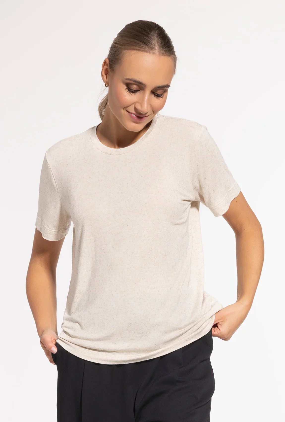 T-shirt z domieszką lnu - Image 4