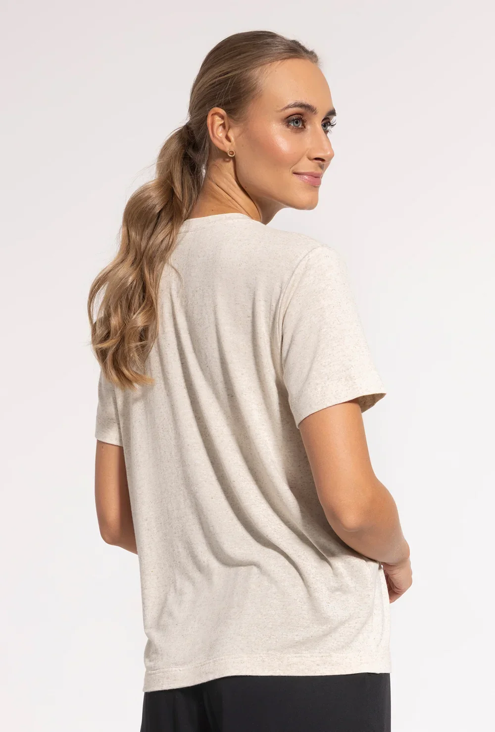 T-shirt z domieszką lnu - Image 6